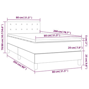 Κρεβάτι Boxspring με Στρώμα & LED Γκρι 80x200 εκ. Συνθ. Δέρμα - Pakobazaar