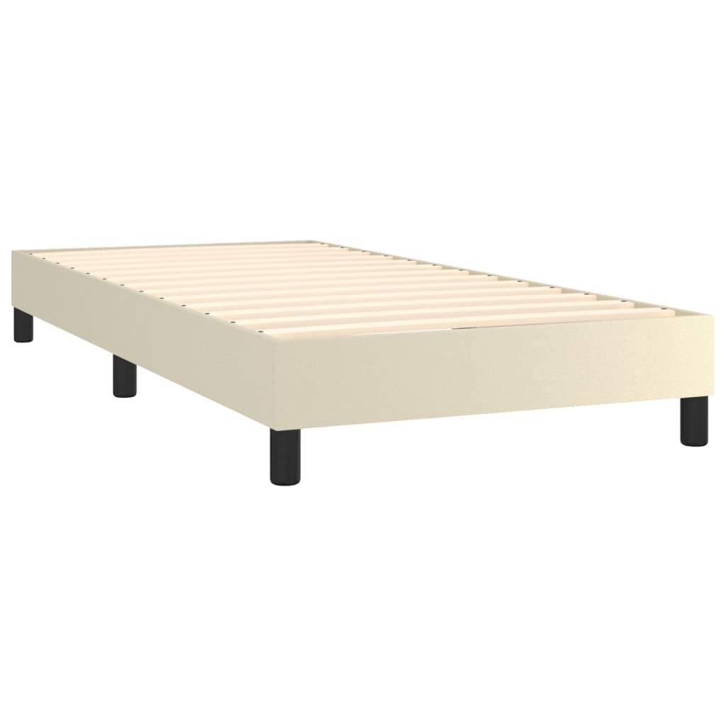Κρεβάτι Boxspring με Στρώμα & LED Κρεμ 100x200 εκ. Συνθ. Δέρμα