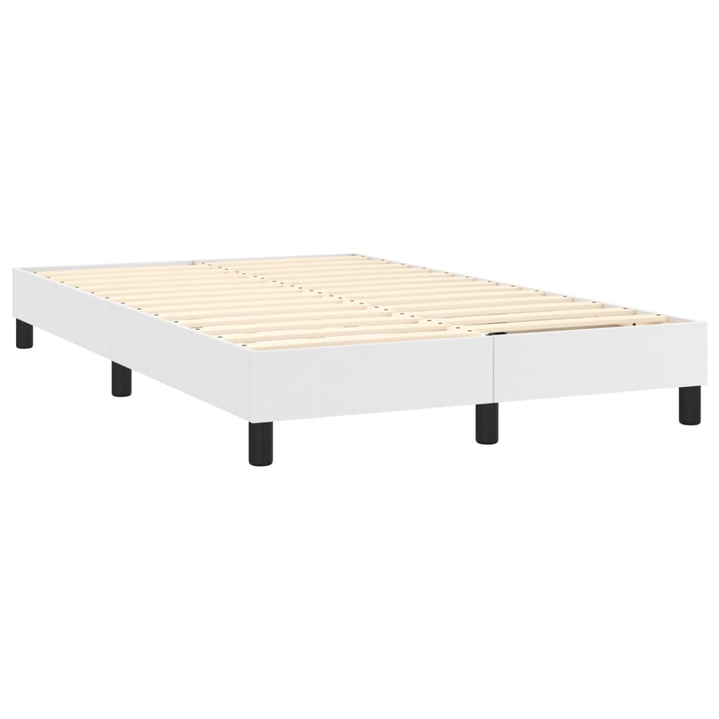 Κρεβάτι Boxspring με Στρώμα & LED Λευκό 120x200 εκ. Συνθ. Δέρμα - Pakobazaar