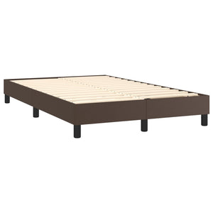 Κρεβάτι Boxspring με Στρώμα & LED Καφέ 120x200 εκ. Συνθ. Δέρμα