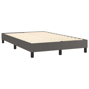 Κρεβάτι Boxspring με Στρώμα & LED Γκρι 120x200 εκ. Συνθ. Δέρμα