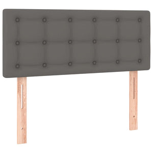 Κρεβάτι Boxspring με Στρώμα & LED Γκρι 120x200 εκ. Συνθ. Δέρμα