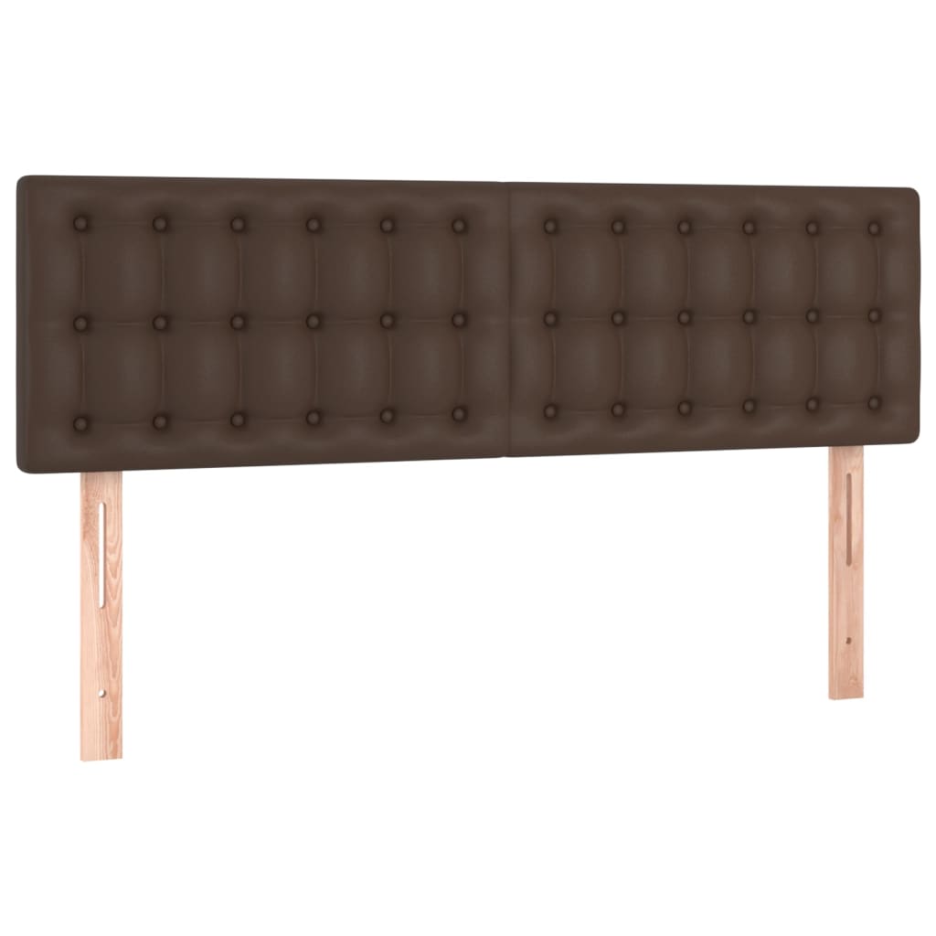 Κρεβάτι Boxspring με Στρώμα & LED Καφέ 140x190 εκ. Συνθ. Δέρμα - Pakobazaar