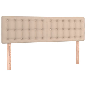 Κρεβάτι Boxspring Στρώμα&LED Καπουτσίνο 140x190 εκ. Συνθ. Δέρμα