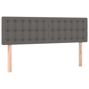 Κρεβάτι Boxspring με Στρώμα & LED Γκρι 140x200 εκ. Συνθ. Δέρμα
