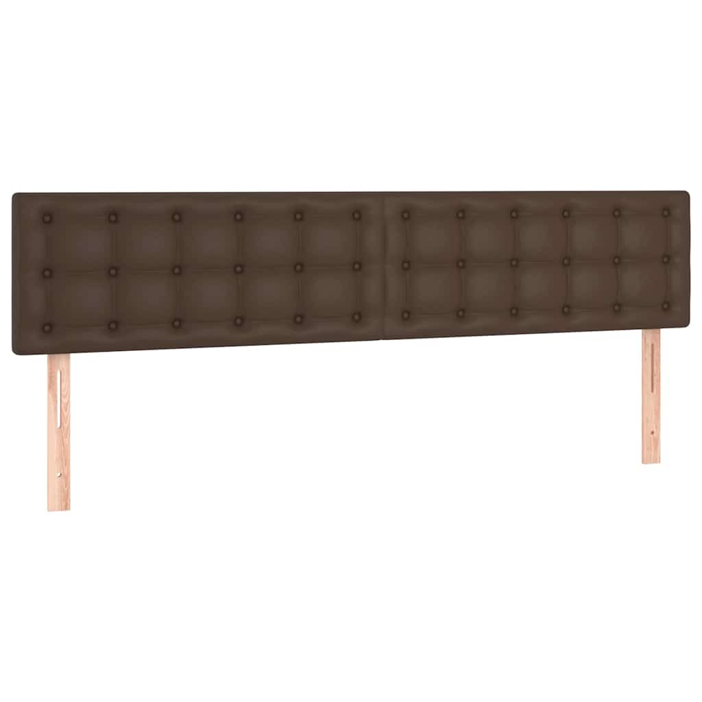 Κρεβάτι Boxspring με Στρώμα & LED Καφέ 180x200 εκ. Συνθ. Δέρμα