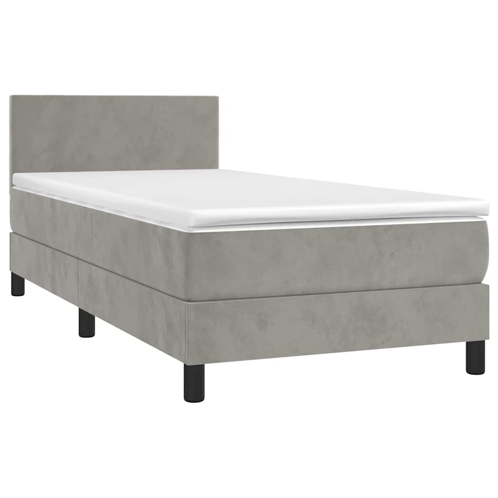 Κρεβάτι Boxspring με Στρώμα & LED Αν.Γκρι 80x200 εκ. Βελούδινο