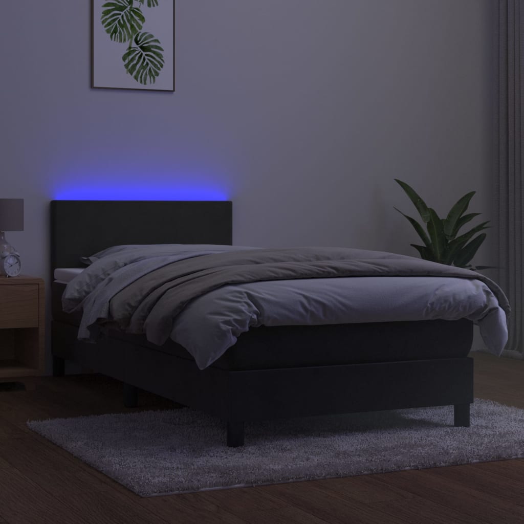 Κρεβάτι Boxspring με Στρώμα & LED Σκ. Γκρι 80x200 εκ. Βελούδινο