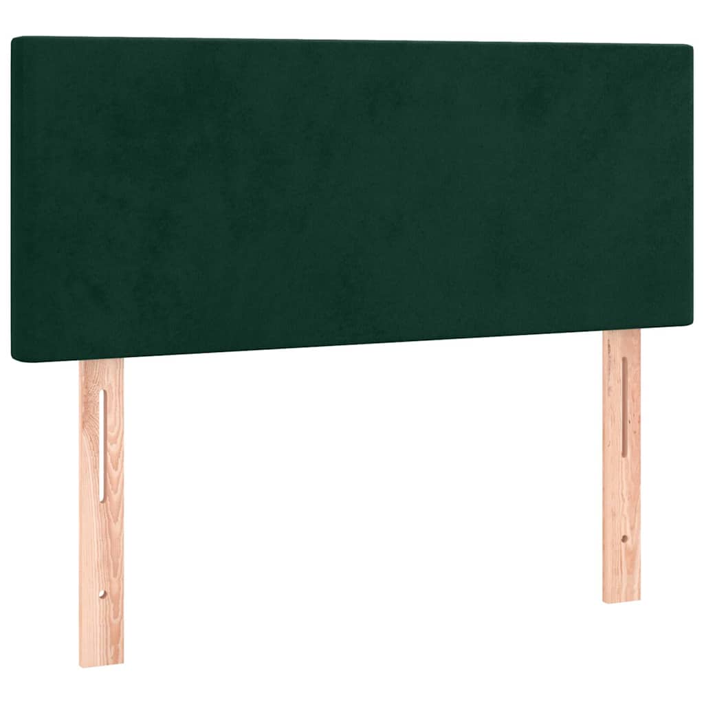 Κρεβάτι Boxspring με Στρώμα & LED Σκ. Πράσινο 90x200 εκ Βελούδο