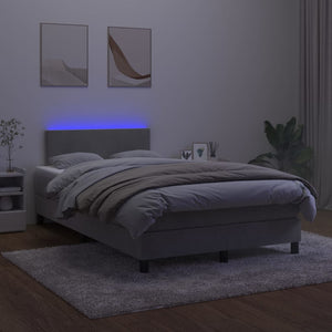 Κρεβάτι Boxspring με Στρώμα & LED Αν.Γκρι 120x200 εκ. Βελούδινο