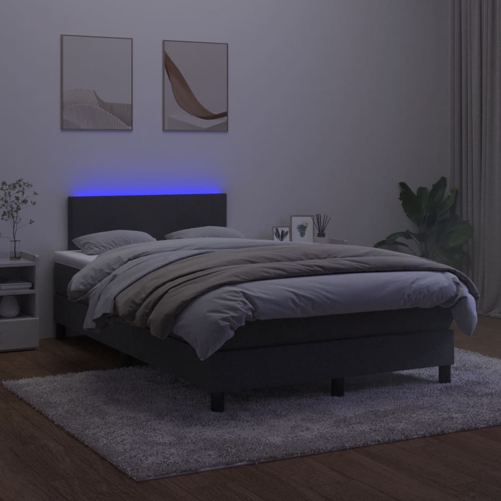 Κρεβάτι Boxspring με Στρώμα & LED Μαύρο 120x200 εκ. Βελούδινο