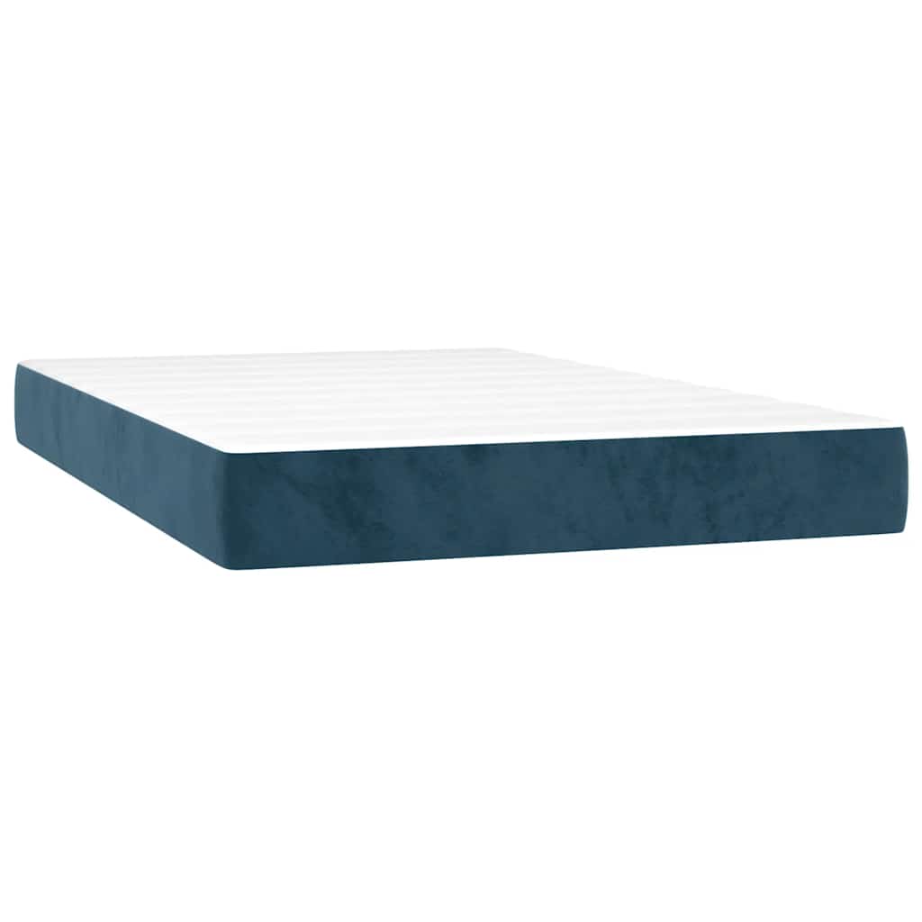 Κρεβάτι Boxspring με Στρώμα & LED Σκ. Μπλε 120x200εκ. Βελούδινο