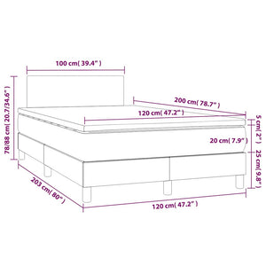 Κρεβάτι Boxspring με Στρώμα & LED Σκ. Μπλε 120x200εκ. Βελούδινο