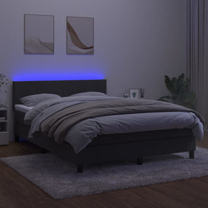 Κρεβάτι Boxspring με Στρώμα & LED Σκ. Γκρι 140x190εκ. Βελούδινο - Pakobazaar