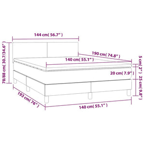 Κρεβάτι Boxspring με Στρώμα & LED Σκ. Μπλε 140x190εκ. Βελούδινο - Pakobazaar