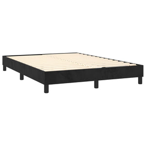 Κρεβάτι Boxspring με Στρώμα & LED Μαύρο 140x200 εκ. Βελούδινο - Pakobazaar