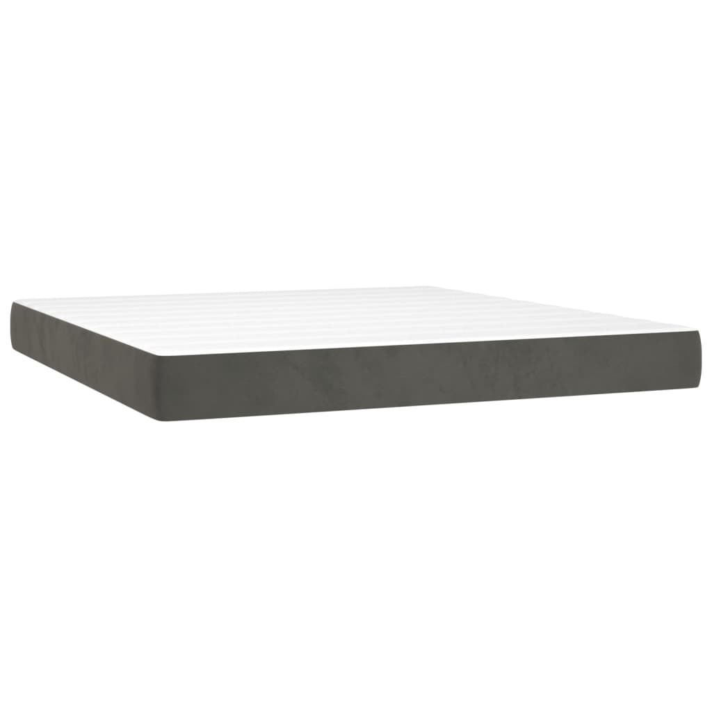 Κρεβάτι Boxspring με Στρώμα & LED Σκ. Γκρι 160x200εκ. Βελούδινο