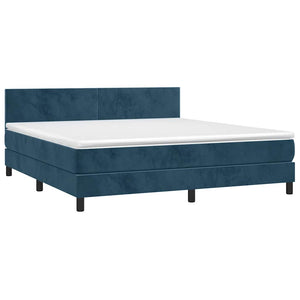 Κρεβάτι Boxspring με Στρώμα & LED Σκ. Μπλε 160x200εκ. Βελούδινο - Pakobazaar