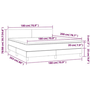 Κρεβάτι Boxspring με Στρώμα & LED Σκ. Πράσινο 180x200εκ Βελούδο