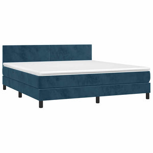 Κρεβάτι Boxspring με Στρώμα & LED Σκ. Μπλε 180x200εκ. Βελούδινο