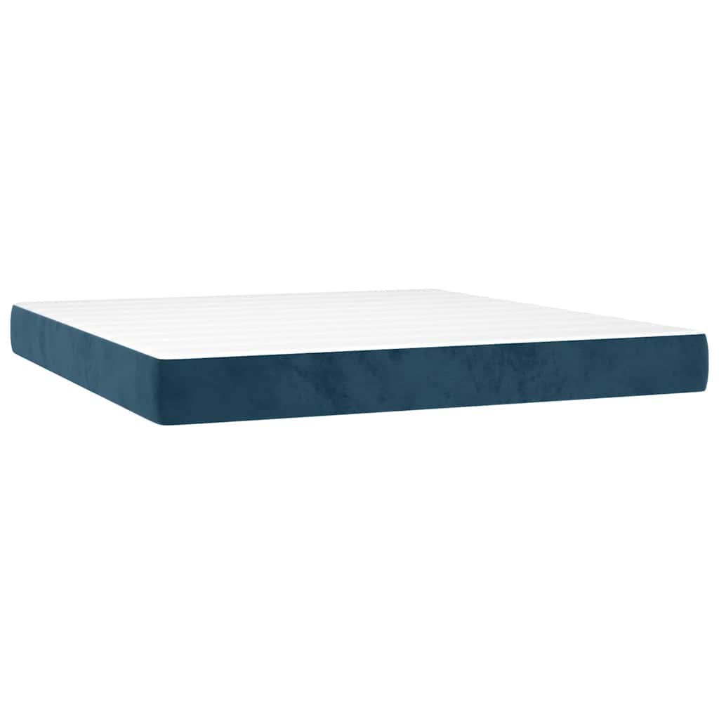 Κρεβάτι Boxspring με Στρώμα & LED Σκ. Μπλε 180x200εκ. Βελούδινο