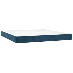 Κρεβάτι Boxspring με Στρώμα & LED Σκ. Μπλε 180x200εκ. Βελούδινο