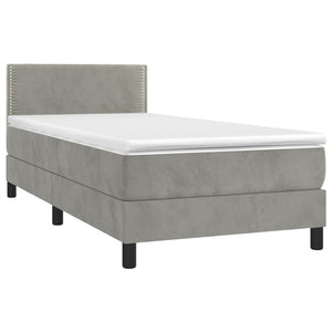 Κρεβάτι Boxspring με Στρώμα & LED Αν.Γκρι 80x200 εκ. Βελούδινο