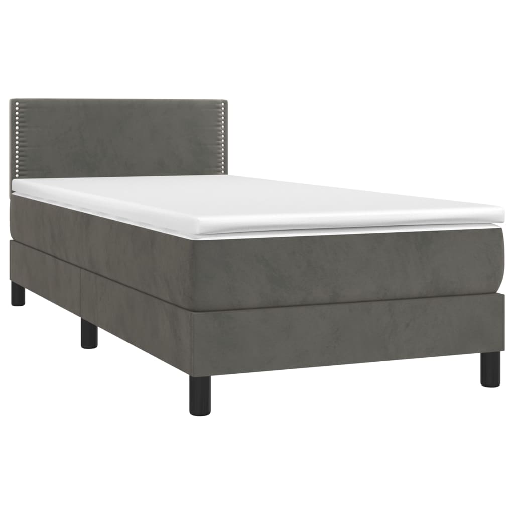 Κρεβάτι Boxspring με Στρώμα & LED Σκ. Γκρι 80x200 εκ. Βελούδινο