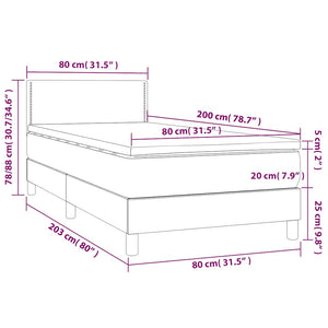 Κρεβάτι Boxspring με Στρώμα & LED Μαύρο 80x200 εκ. Βελούδινο