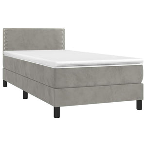 Κρεβάτι Boxspring με Στρώμα & LED Αν.Γκρι 90x190 εκ. Βελούδινο