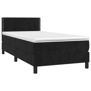 Κρεβάτι Boxspring με Στρώμα & LED Μαύρο 90x190 εκ. Βελούδινο