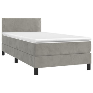 Κρεβάτι Boxspring με Στρώμα & LED Αν.Γκρι 100x200 εκ. Βελούδινο - Pakobazaar