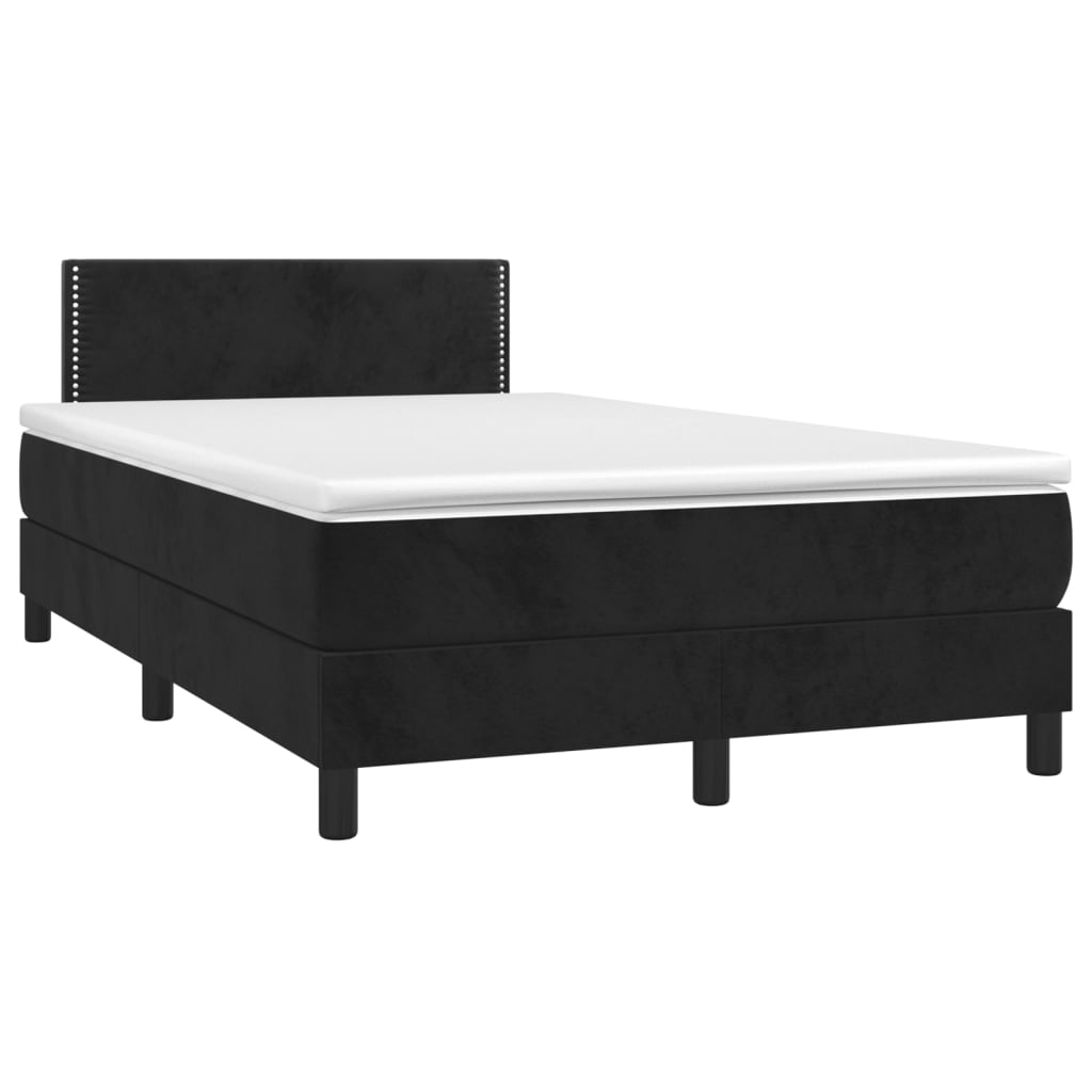 Κρεβάτι Boxspring με Στρώμα & LED Μαύρο 120x200 εκ. Βελούδινο