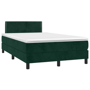 Κρεβάτι Boxspring με Στρώμα & LED Σκ. Πράσινο 120x200εκ Βελούδο