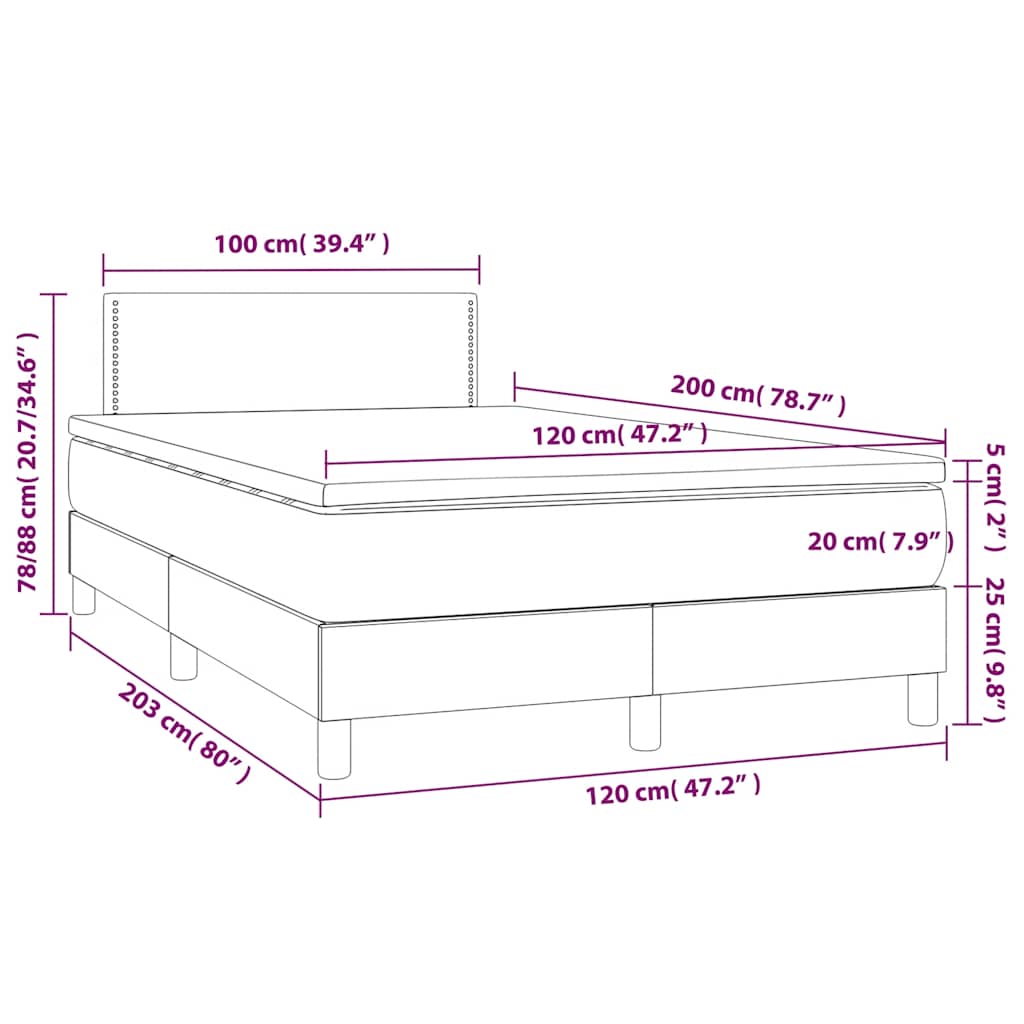 Κρεβάτι Boxspring με Στρώμα & LED Σκ. Πράσινο 120x200εκ Βελούδο