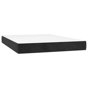 Κρεβάτι Boxspring με Στρώμα & LED Μαύρο 140x190 εκ. Βελούδινο