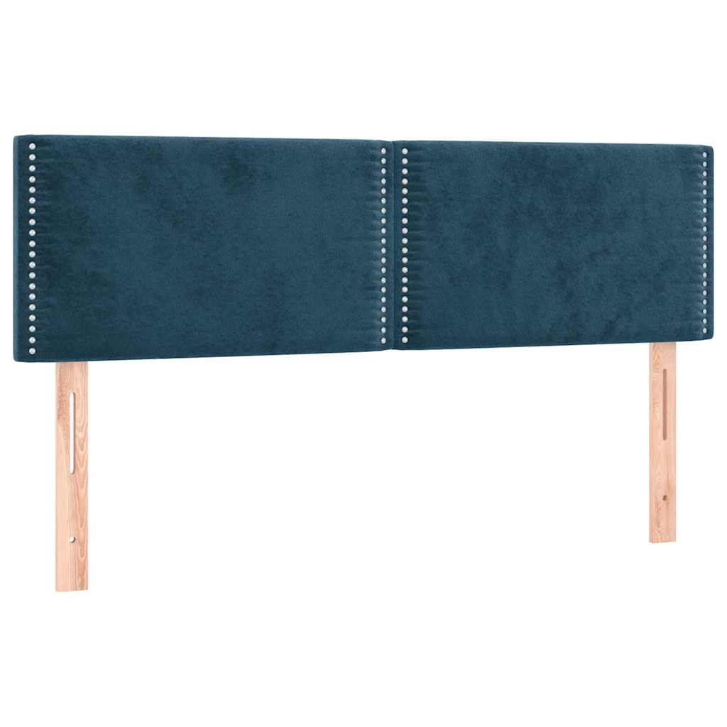Κρεβάτι Boxspring με Στρώμα & LED Σκ. Μπλε 140x190εκ. Βελούδινο