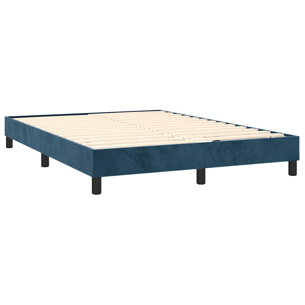 Κρεβάτι Boxspring με Στρώμα & LED Σκ. Μπλε 140x200εκ. Βελούδινο - Pakobazaar