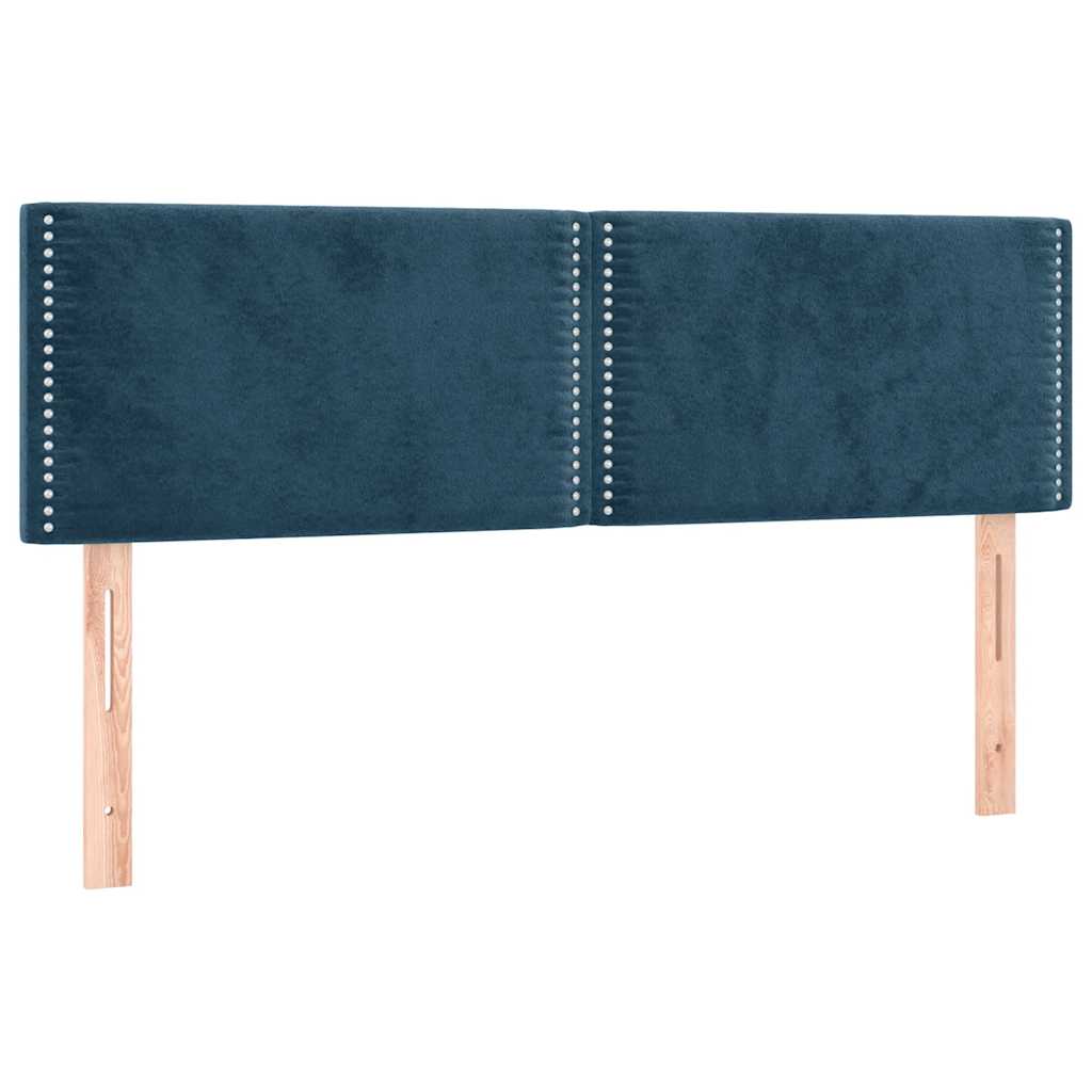 Κρεβάτι Boxspring με Στρώμα & LED Σκ. Μπλε 140x200εκ. Βελούδινο - Pakobazaar