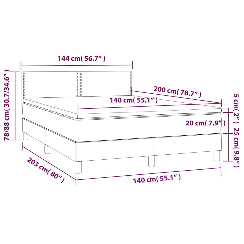 Κρεβάτι Boxspring με Στρώμα & LED Σκ. Μπλε 140x200εκ. Βελούδινο - Pakobazaar