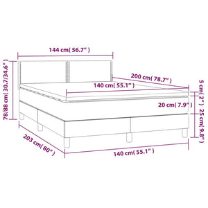Κρεβάτι Boxspring με Στρώμα & LED Ροζ 140x200 εκ. Βελούδινο - Pakobazaar