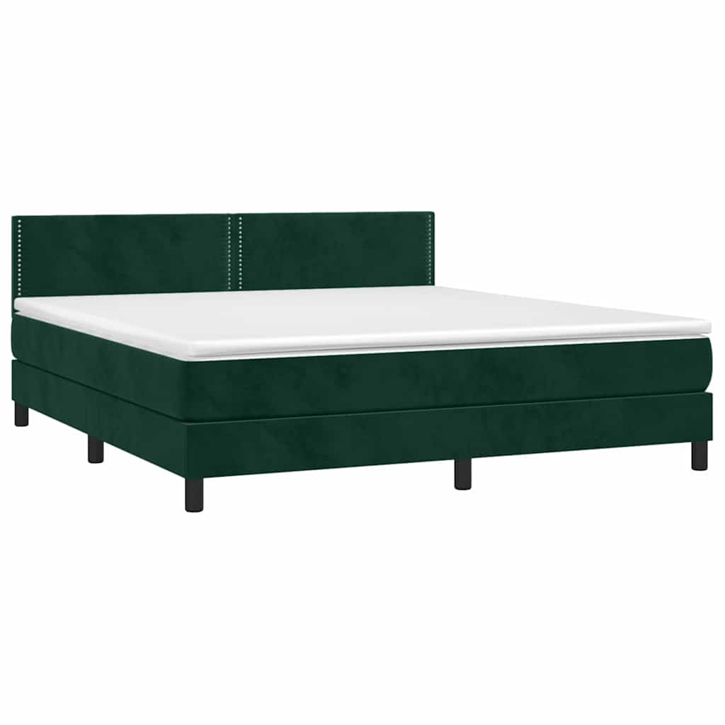 Κρεβάτι Boxspring με Στρώμα & LED Σκ. Πράσινο 160x200εκ Βελούδο - Pakobazaar