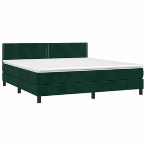 Κρεβάτι Boxspring με Στρώμα & LED Σκ. Πράσινο 160x200εκ Βελούδο - Pakobazaar