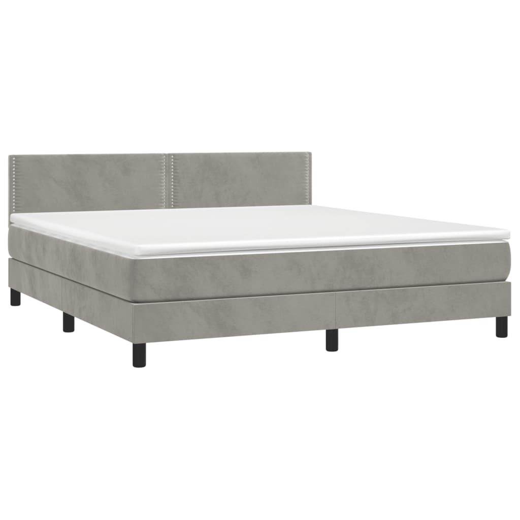 Κρεβάτι Boxspring με Στρώμα & LED Αν.Γκρι 180x200 εκ. Βελούδινο