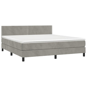 Κρεβάτι Boxspring με Στρώμα & LED Αν.Γκρι 180x200 εκ. Βελούδινο