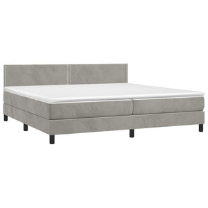 Κρεβάτι Boxspring με Στρώμα & LED Αν.Γκρι 200x200 εκ. Βελούδινο - Pakobazaar