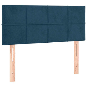 Κρεβάτι Boxspring με Στρώμα & LED Σκ. Μπλε 90x190 εκ. Βελούδινο