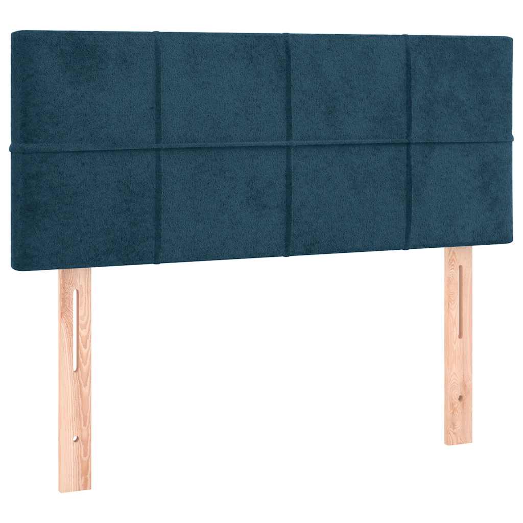 Κρεβάτι Boxspring με Στρώμα & LED Σκ. Μπλε 90x200 εκ. Βελούδινο