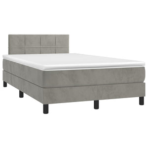 Κρεβάτι Boxspring με Στρώμα & LED Αν.Γκρι 120x200 εκ. Βελούδινο