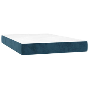 Κρεβάτι Boxspring με Στρώμα & LED Σκ. Μπλε 120x200εκ. Βελούδινο